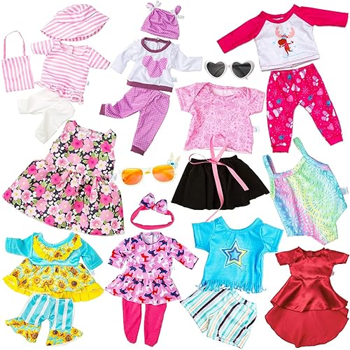 BDDOLL 23-PIECE 18-INCH DOLL CLOTHES ACCESSORIES FOR OUR GENERATION DOLLS 10 COMPLETE OUTFITS