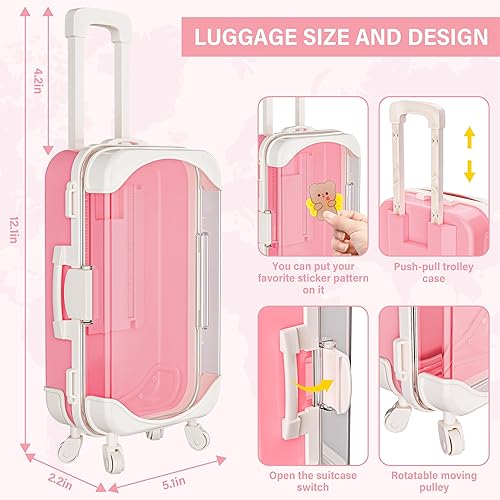 XFBB 18 INCH DOLL TRAVEL SET WITH 28 ACCESSORIES CLOTHES, UNICORN BAG, PILLOW MORE FOR GIRLS 3-6