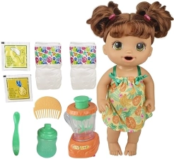 HASBRO BABY ALIVE MAGICAL MIXER BABY DOLL TROPICAL TREAT WITH BLENDER ACCESSORIES, DRINKS, WETS, EATS, BROW