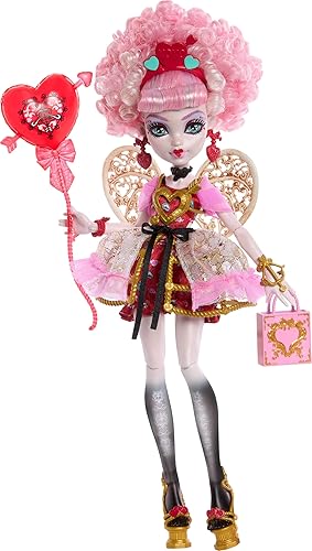 MATTEL MONSTER HIGH CUPID ASTERIA BIRTHDAY DOLL IN PINK RED DRESS WITH PARTY ACCESSORIES SET
