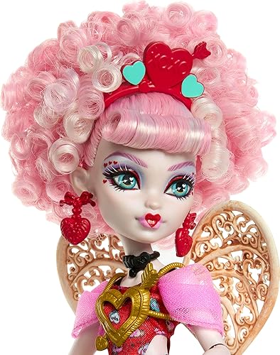 MATTEL MONSTER HIGH CUPID ASTERIA BIRTHDAY DOLL IN PINK RED DRESS WITH PARTY ACCESSORIES SET