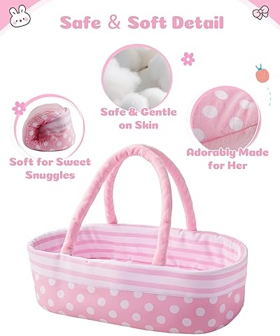 BABESIDE 8-PC BABY DOLL CLOTHES BASSINET SET FOR 17-22 INCH REBORN NEWBORN DOLLS