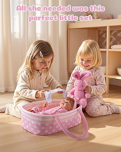 BABESIDE 8-PC BABY DOLL CLOTHES BASSINET SET FOR 17-22 INCH REBORN NEWBORN DOLLS