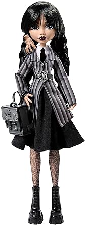 MATTEL MONSTER HIGH WEDNESDAY ADDAMS DOLL WITH ACCESSORIES, NEVERMORE ACADEMY OUTFIT, THING STAND