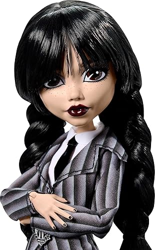 MATTEL MONSTER HIGH WEDNESDAY ADDAMS DOLL WITH ACCESSORIES, NEVERMORE ACADEMY OUTFIT, THING STAND