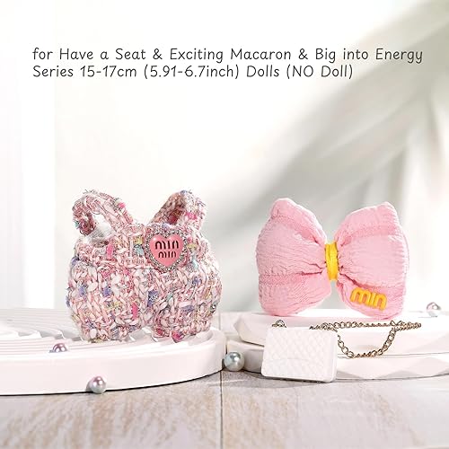 LABUBU 17CM DOLL CLOTHES SET HEART DRESS, HAIRBAND BAG FOR LUXURY CHIC ENERGY SERIES