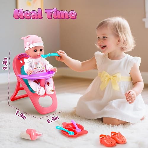 CUTE STONE 12 BABY DOLL PLAYSET FOR GIRLS PRETEND BABY CARE TOY WITH CARRIER, BASSINET ACCESSORIES