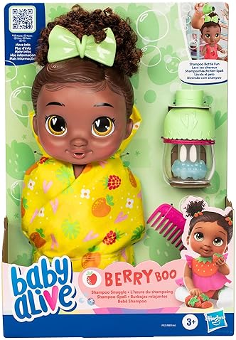 HASBRO BABY ALIVE SNUGGLE BERRY BOO BLACK HAIR 11 WATER BABY DOLL PLAYSET FOR KIDS 3