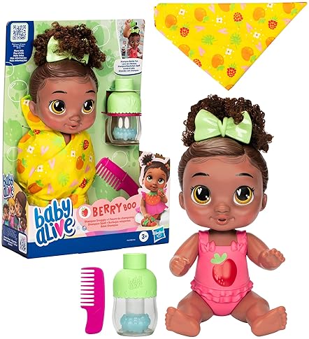 HASBRO BABY ALIVE SNUGGLE BERRY BOO BLACK HAIR 11 WATER BABY DOLL PLAYSET FOR KIDS 3