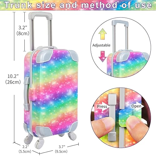 K.T. FANCY 23-PIECE 18 DOLL TRAVEL SET RAINBOW SUITCASE ACCESSORIES GIFT FOR CHRISTMAS NO DOLL
