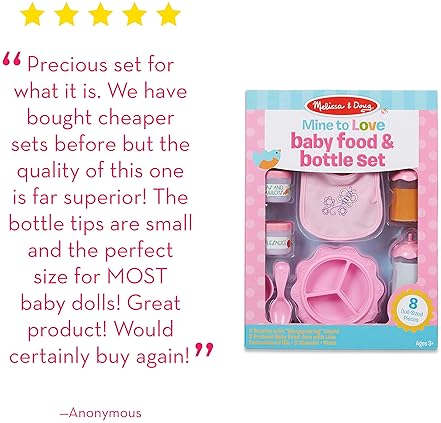 MELISSA DOUG BABY DOLL FEEDING SET MINE TO LOVE BOTTLE FOOD PLAY TOY FOR KIDS 3