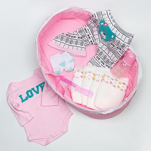 BABY DOLL CLOTHES SET WITH BASSINET DIAPER FOR 17-22 INCH DOLLS