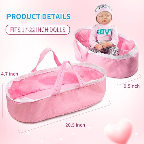 BABY DOLL CLOTHES SET WITH BASSINET DIAPER FOR 17-22 INCH DOLLS