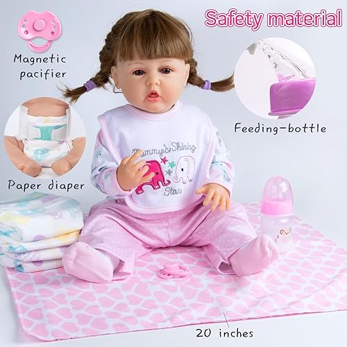 PEDOLLTREE 12-PCS PINK ELEPHANT CLOTHES ACCESSORIES FOR 17-22 INCH REBORN BABY GIRL DOLLS
