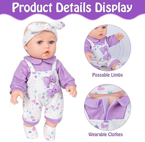 BABY DOLL WITH FLOWER BACKPACK, CLOTHES ACCESSORIES PRETEND PLAY GIFT FOR KIDS