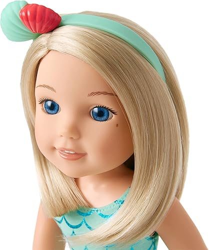 MATTEL AMERICAN GIRL WELLIEWISHERS CAMILLE 14.5 DOLL WITH BLUE LEOTARD, MERMAID SKIRT BOOTS