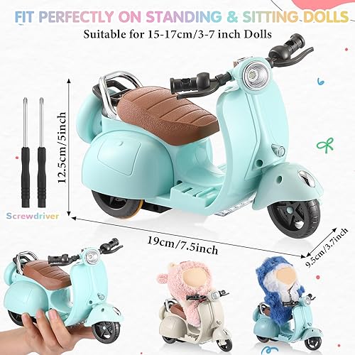 SIMGOING 2-PACK MINI ELECTRIC DOLL SCOOTERS WITH MUSIC LIGHTS, 360 ROTATION TOY ACCESSORIES CREAM BLUE