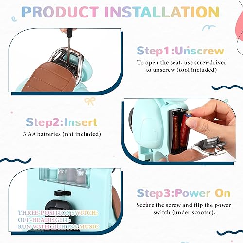 SIMGOING 2-PACK MINI ELECTRIC DOLL SCOOTERS WITH MUSIC LIGHTS, 360 ROTATION TOY ACCESSORIES CREAM BLUE