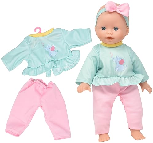 BABY DOLL WITH CLOTHES, HANGERS, TEDDY TOY BLOCKS PLAYSET KIDS GIFT SET OF 4