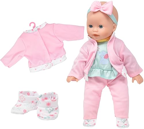 BABY DOLL WITH CLOTHES, HANGERS, TEDDY TOY BLOCKS PLAYSET KIDS GIFT SET OF 4