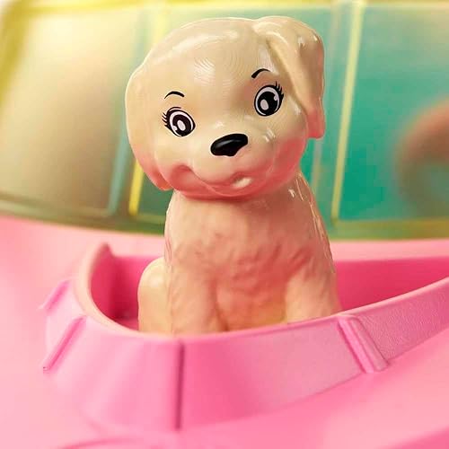 BARBIE DOLL TOY BOAT PLAYSET WITH PET PUPPY, LIFE VEST ACCESSORIES, FITS 3 DOLLS, FLOATS