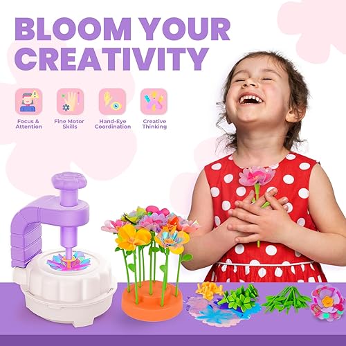 WINDPAINT DIY CRAFT KITS FOR GIRLS AGES 3-10 EDUCATIONAL FABRIC FLOWER BOUQUET TOYS, BIRTHDAY GIFTS PURPLE