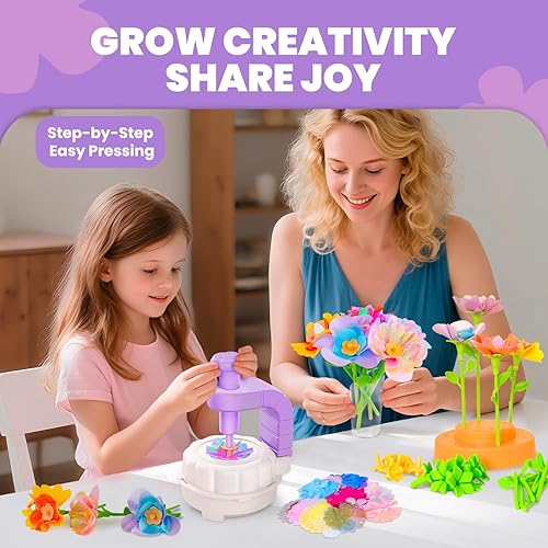WINDPAINT DIY CRAFT KITS FOR GIRLS AGES 3-10 EDUCATIONAL FABRIC FLOWER BOUQUET TOYS, BIRTHDAY GIFTS PURPLE