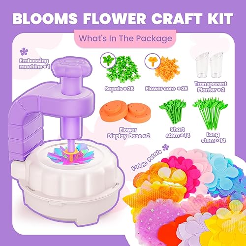 WINDPAINT DIY CRAFT KITS FOR GIRLS AGES 3-10 EDUCATIONAL FABRIC FLOWER BOUQUET TOYS, BIRTHDAY GIFTS PURPLE