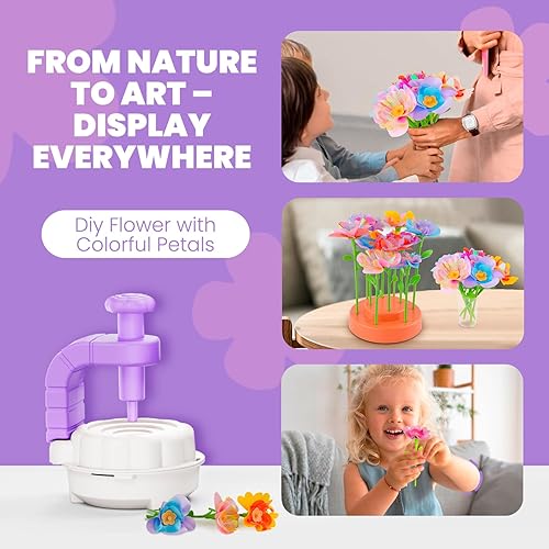 WINDPAINT DIY CRAFT KITS FOR GIRLS AGES 3-10 EDUCATIONAL FABRIC FLOWER BOUQUET TOYS, BIRTHDAY GIFTS PURPLE