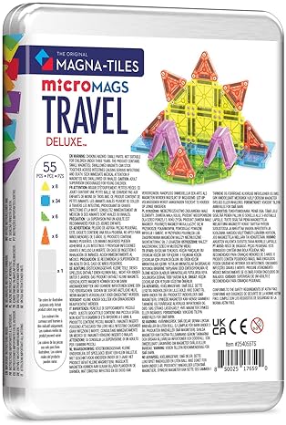 MAGNA-TILES MICROMAGS DELUXE 55-PIECE TRAVEL MAGNETIC BUILDING SET ORIGINAL CONSTRUCTION TOY