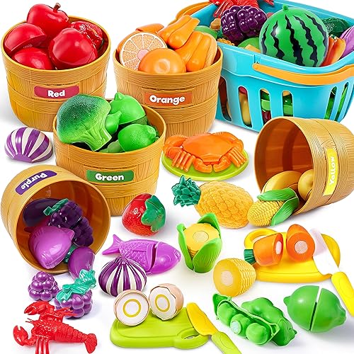 JOYIN TODDLER PLAY FOOD SET - CUTTING SORTING KITCHEN TOYS FOR PRESCHOOL KIDS DAYCARE