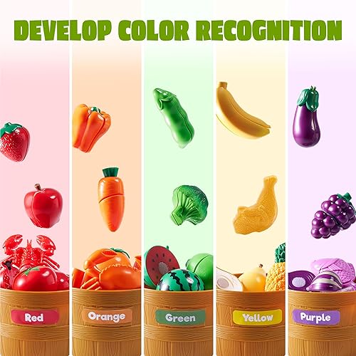 JOYIN TODDLER PLAY FOOD SET - CUTTING SORTING KITCHEN TOYS FOR PRESCHOOL KIDS DAYCARE