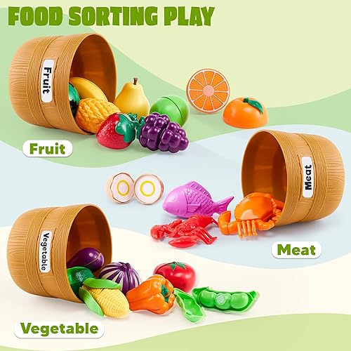 JOYIN TODDLER PLAY FOOD SET - CUTTING SORTING KITCHEN TOYS FOR PRESCHOOL KIDS DAYCARE