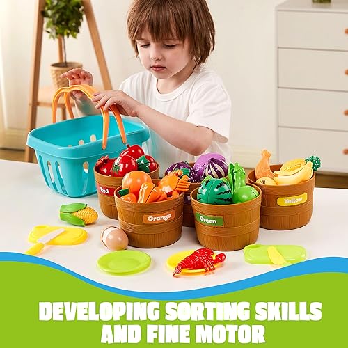 JOYIN TODDLER PLAY FOOD SET - CUTTING SORTING KITCHEN TOYS FOR PRESCHOOL KIDS DAYCARE