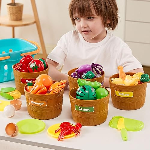 JOYIN TODDLER PLAY FOOD SET - CUTTING SORTING KITCHEN TOYS FOR PRESCHOOL KIDS DAYCARE