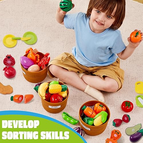 JOYIN TODDLER PLAY FOOD SET - CUTTING SORTING KITCHEN TOYS FOR PRESCHOOL KIDS DAYCARE
