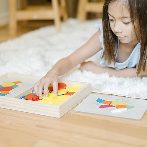 MELISSA DOUG PATTERN BLOCKS AND BOARDS - 120 SOLID WOOD SHAPES WITH 5 DOUBLE-SIDED PANELS