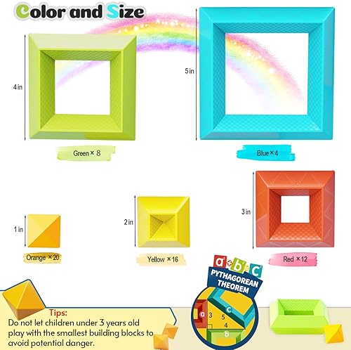 PRINLION 60 PCS MONTESSORI TODDLER TOYS - STACKING BLOCKS SENSORY STEM EDUCATIONAL GIFTS AGES 1-5