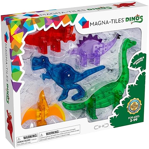 MAGNA-TILES DINOS 5-PIECE MAGNETIC BUILDING SET ORIGINAL MAGNETIC CONSTRUCTION TOY FOR KIDS