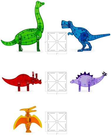 MAGNA-TILES DINOS 5-PIECE MAGNETIC BUILDING SET ORIGINAL MAGNETIC CONSTRUCTION TOY FOR KIDS