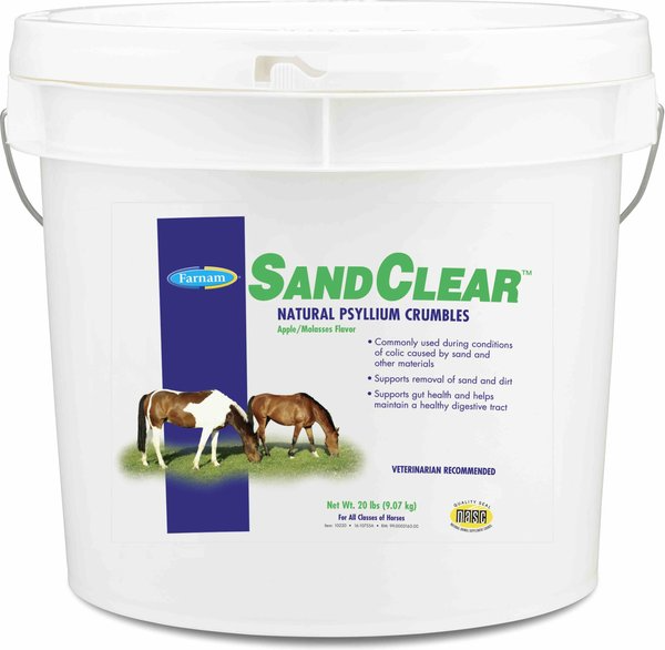 FARNAM SANDCLEAR NATURAL PSYLLIUM FIBER CRUMBLES APPLE/MOLASSES FLAVOR HORSE SUPPLEMENT, 20-LB BUCKET