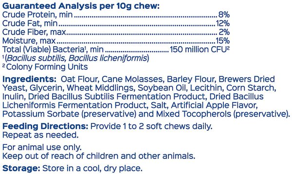 PROBIOS EQUINE PROBIOTIC APPLE FLAVOR SOFT CHEW HORSE SUPPLEMENT, 60 COUNT