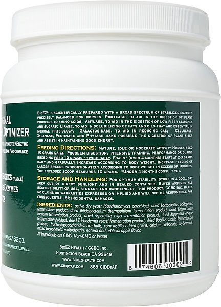 BIOEZ DIGESTIVE OPTIMIZER APPLE FLAVOR POWDER HORSE SUPPLEMENT, 32-OZ TUB