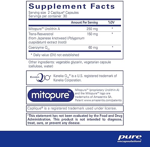 PURE ENCAPSULATIONS RENUAL UROLITHIN A SUPPLEMENT FOR MUSCLE, ENERGY HEALTHY AGING 60 CAPS