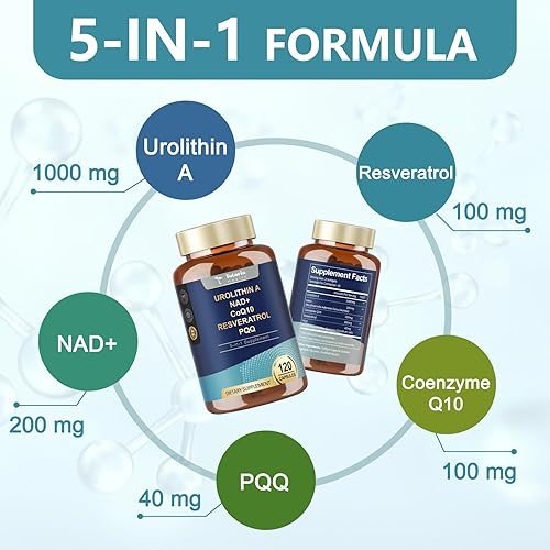 UROLITHIN A 1000MG WITH NAD , COQ10, RESVERATROL PQQ ANTIOXIDANT ENERGY SOFTGELS 120