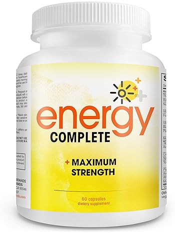ENERGY COMPLETE 18-IN-1 VEGAN ENERGY FOCUS SUPPLEMENT NATURAL CAFFEINE PILLS, 60 CAPSULES