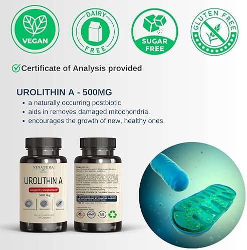 UROLITHIN A 500MG CAPSULES ANTIOXIDANT, ANTI-AGING MITOCHONDRIAL SUPPORT, 30 COUNT