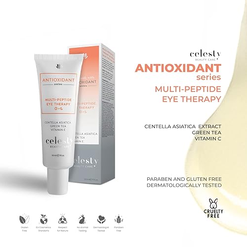 CELESTY ANTI-AGING EYE SERUM WITH PEPTIDES CENTELLA ASIATICA REDUCES WRINKLES DARK CIRCLES