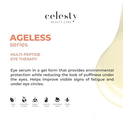 CELESTY ANTI-AGING EYE SERUM WITH PEPTIDES CENTELLA ASIATICA REDUCES WRINKLES DARK CIRCLES