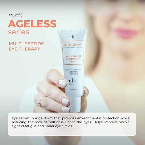 CELESTY ANTI-AGING EYE SERUM WITH PEPTIDES CENTELLA ASIATICA REDUCES WRINKLES DARK CIRCLES